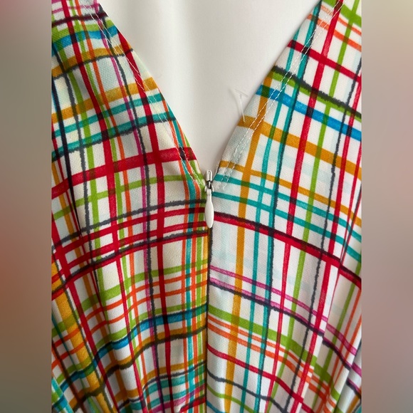 Chadwick’s Collections White Multi Color Empire Waist V Neck Front & Back SZ 12P - Picture 5 of 11